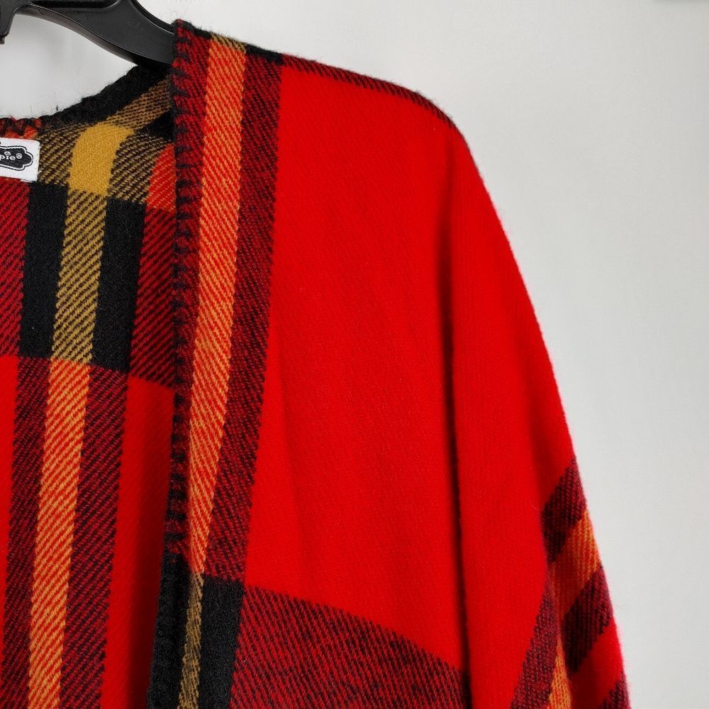 Mudpie Plaid Wrap Open Front Shawl Red Size One S… - image 2